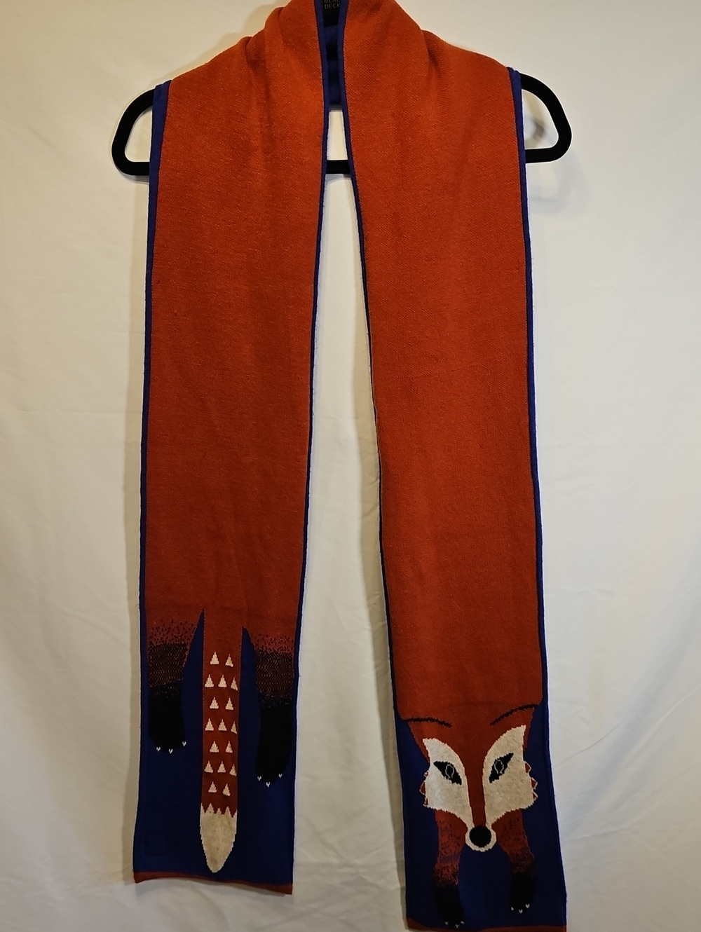 Yumi Womens Fox Knit Scarf Orange Blue Novelty Animal Long Winter Scarf 82"